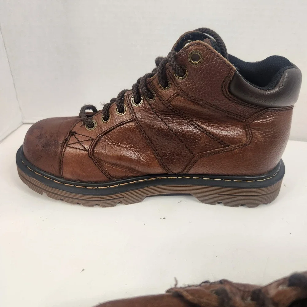 Dr Martens Mens Leather Ankle Boots Sz 8 Leather Steel Toe Work Hiking‎ Brown